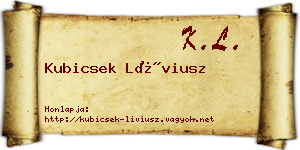 Kubicsek Líviusz névjegykártya