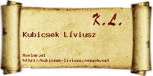 Kubicsek Líviusz névjegykártya