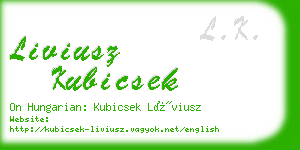 liviusz kubicsek business card